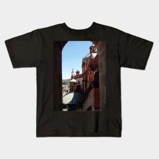 taxco temple and architectural panoramic view ecopop photograph Kids T-Shirt